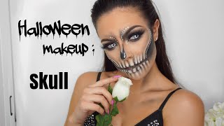 EASY SKULL MAKEUP TUTORIAL WITH GEMS 💀 | HALLOWEEN MAKEUP | Monica Jaco