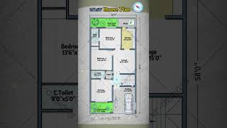 28’x 58’ House Plan with Parking, West, 2BHK Home Plan, 28*58 House Design  #homedesign #houseplan