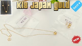 K18 japan gold necklace and earrings #40