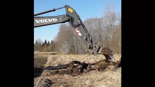 Digging out stump with VOLVO EC 210 BLC