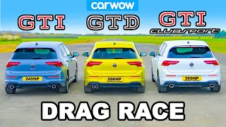 VW Golf GTI v Clubsport v GTD: DRAG RACE