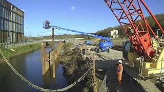 Sirius at Kirkstall Forge Sheet pile wall installation timelapse (59secs)