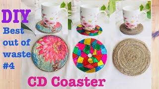 Easy Coaster Making | How to make Tea Coaster | DIY Coaster With CD | diywithkanchan