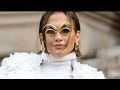 Jennifer Lopez appears in a rose coat at Paris Fashion Week