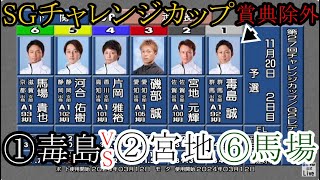 【SGチャレンジC競艇】今節まさかの賞典除外①毒島誠VS⑥馬場貴也②宮地元輝④片岡雅裕