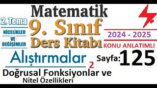 9. Sınıf Matematik Ders Kitabı sayfa 125 | 2. Tema | Nicelikler ve Değişimler | Alıştırmalar Testi 2