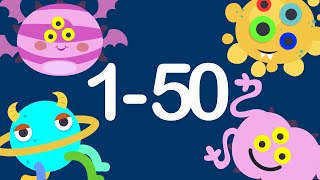 Number Counting 1 to 50 | Number Monster | Kids Numeracy