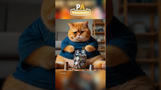 A Father’s Love: Fat Orange Cat’s Hard Work for His Kitten’s Burger!#cat #catlover #aiart #sad #fyp