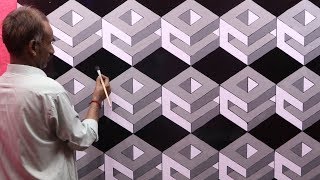 optical illusion 3d wall design | 3d wall painting | 3d wall decoration effect | interior design