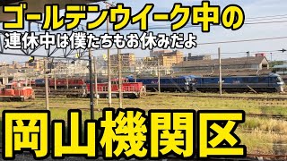 🟨ゴールデンウイーク中の岡山機関区　　連休中は僕たちもお休みだよ　５月４日と５日に撮影