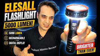 ELESALL Flashlight, 5000 Lumen Rechargeable LED Flashlight with Digital Display,