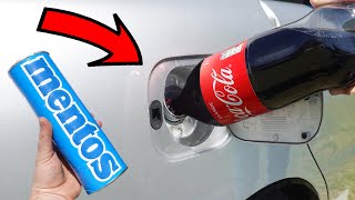 Experiment: COCA COLA vs MENTOS in CAR fuel tank