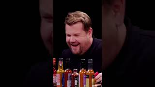 James Corden's reaction to every wing on Hot Ones #shorts