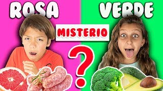 24 HORAS COMIENDO COLORES MISTERIO - Mimi Land reto comida rosa, verde, naranja