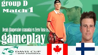 Denis Shapovalov (canada) vs Eero Vasa (Finland) 🏆 ⚽ Davis Cup (09/12/2024) 🎮 gameplay AO  2