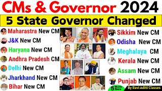 CM \u0026 Governor New List 2024 | Updated List | Chief Minister \u0026 Governor | Current Affairs 2024