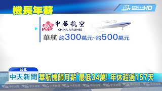 20190209中天新聞　華航機師月薪「最低34萬」！　年休超過157天