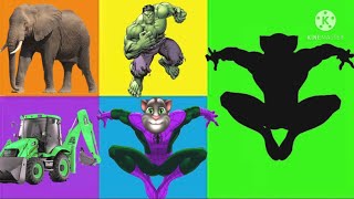 Elephant,Spiderman,JCB,Hulk, WrongHead Puzzles, BiBoSuperHeroseTV JustGame Rainbow Smile,KidsVideo.