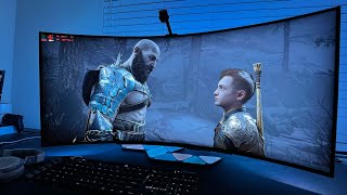 God of War Ragnarok looks SO NICE on this 2024 LG UltraWide OLED | BEST Gaming Monitor HDR Gameplay