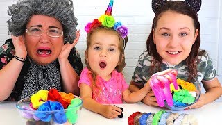 Colored Scrunchies Pick Our Slime Ingredients Challenge w/ Ruby and Bonnie