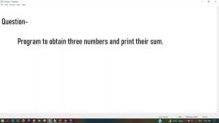 Program to obtain three numbers and print their sum.. #education #python #youtube #trending