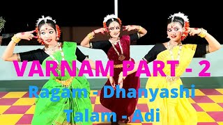 VARNAM BHARATNATYAM DANCE |PART - 2 | RAG - DHANYASHI, TAL - ADI | PERFORMANCE BY SISHU KALA KENDRA