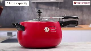 Regalia Pressure Cooker 5L Red | Wonderchef by Sanjeev Kapoor