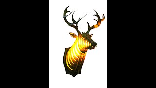 Ahşap Geyik Kafası Aplik Aydınlatma ve Duvar Dekoru -Wooden Deer Head Sconce Lighting and Wall Decor