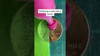 polishing a coin into mirror || is it possible❔❓|| watch ⬇️ #money #allinoneclips