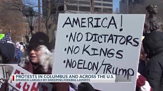 Dozens at Ohio Statehouse for national 'No Kings on Presidents' Day' protest