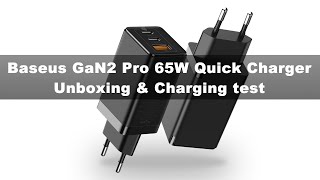 Baseus GaN2 Pro 65W Quick Charger Unboxing \u0026 Charging test