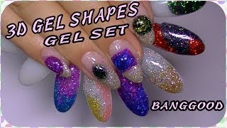 Builder Glitter UV Gel Sets,First Impression \u0026 3D gel shapes banggood com review