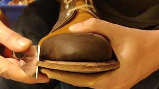 Hand Making a bespoke pair of Derby boots from 2 different leathers