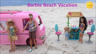 Barbie and Ken Beach Story in Barbie Dream Camper with Chelsea and Frozen Anna and Elsa Mermaids
