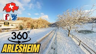 🇨🇭 Winter in Arlesheim, Baselland Ermitage, Switzerland 【4K VR  360°】Beautiful snow white landscape