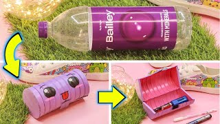 How to make pencil box with waste bottle || Diy pencil box from water bottle