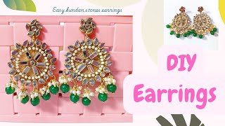 Kundan jewellery making at home✨ DIY easy earrings 😍 Jewellery making tutorial @BarkhaPrabha