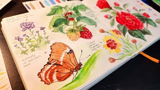Sketching garden with watercolor and ink - Nature journal