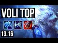 VOLI vs KAYLE (TOP) | 6 solo kills, 1.6M mastery, 300+ games | KR Master | 13.16