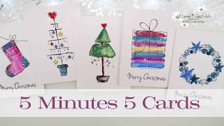 🎄 Easiest 5 Cards in 5 Minutes WATERCOLOR Christmas ~ ✂️ Maremi's Small Art