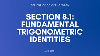 Section 8.1 Lecture Video