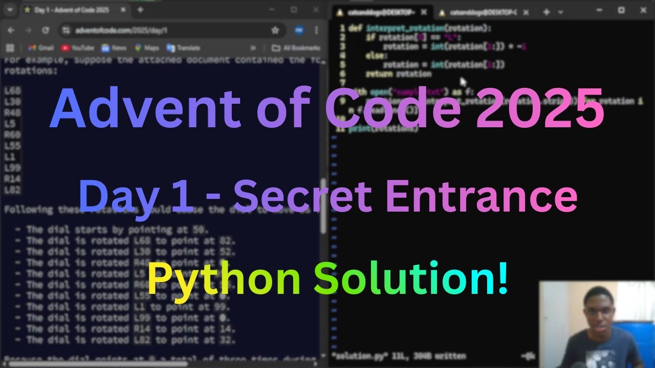Advent Of Code 2025 Day 1 Secret Entrance Full Python Walkthrough