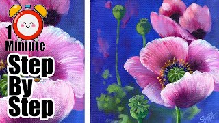 #shorts Pink Poppies  🌺🌸🌼 Easy Acrylic Demo Step by Step Day 13   #AcrylicApril2022