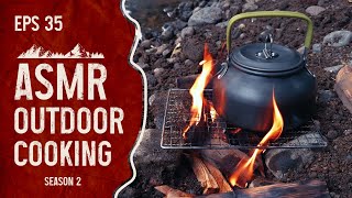 ASMR Outdoor Cooking Eps 35 - Brew Black Coffee \u0026 Toast with Butter and Sugar by the River