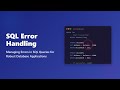 SQL Error Handling for Beginners: TRY...CATCH, Transactions & Best Practices