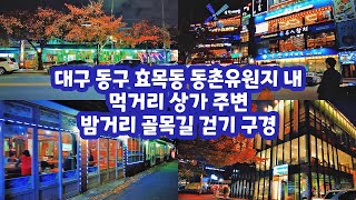 대구 동구 동촌유원지 내 먹거리 상가 주변 밤거리 골목길 걷기 구경 South Korea Daegu Night Street Walk