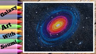 How to draw Galaxy with pastel colours||Milky way||Spiral Galaxy step by step.