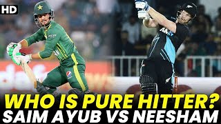 Who is The Pure Hard Hitter? Saim Ayub vs James Neesham | Pakistan vs New Zealand |PCB |T20I | M2B2A
