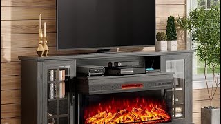 AMERLIFE 75in 3-Sided Glass Fireplace TV Stand on Amazon