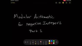 Modular Arithmetic for Negative Numbers Part 1